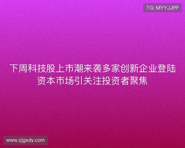 下周科技股上市潮来袭多家创新企业登陆资本市场引关注投资者聚焦